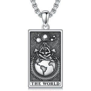 Tarot Card Necklace 925 Sterling Silver Skeleton Necklace The Sun Moon